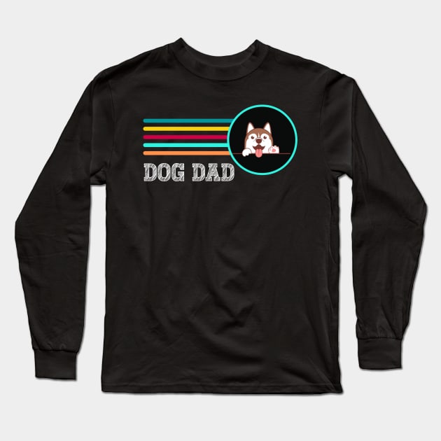 Dog Dad Design Long Sleeve T-Shirt by TASKARAINK